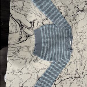 Faith & Zoe Blue Patterned Crew Neck Sweater